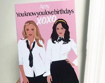 Personalised Gossip Gurl Blair Waldorf & Serena Birthday Greeting Card for  Girl Best Friend tv Series Print Poster Xoxo Chuck Bass Gift 