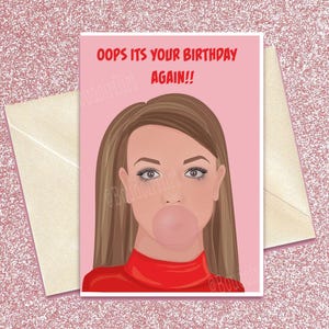 Tarjeta de cumpleaños de Britney - ¡Uy, lo hice de nuevo! - Bebé una vez más - Tarjeta de felicitación de Spears para mejor amiga - Dibujo de ilustración de Britney