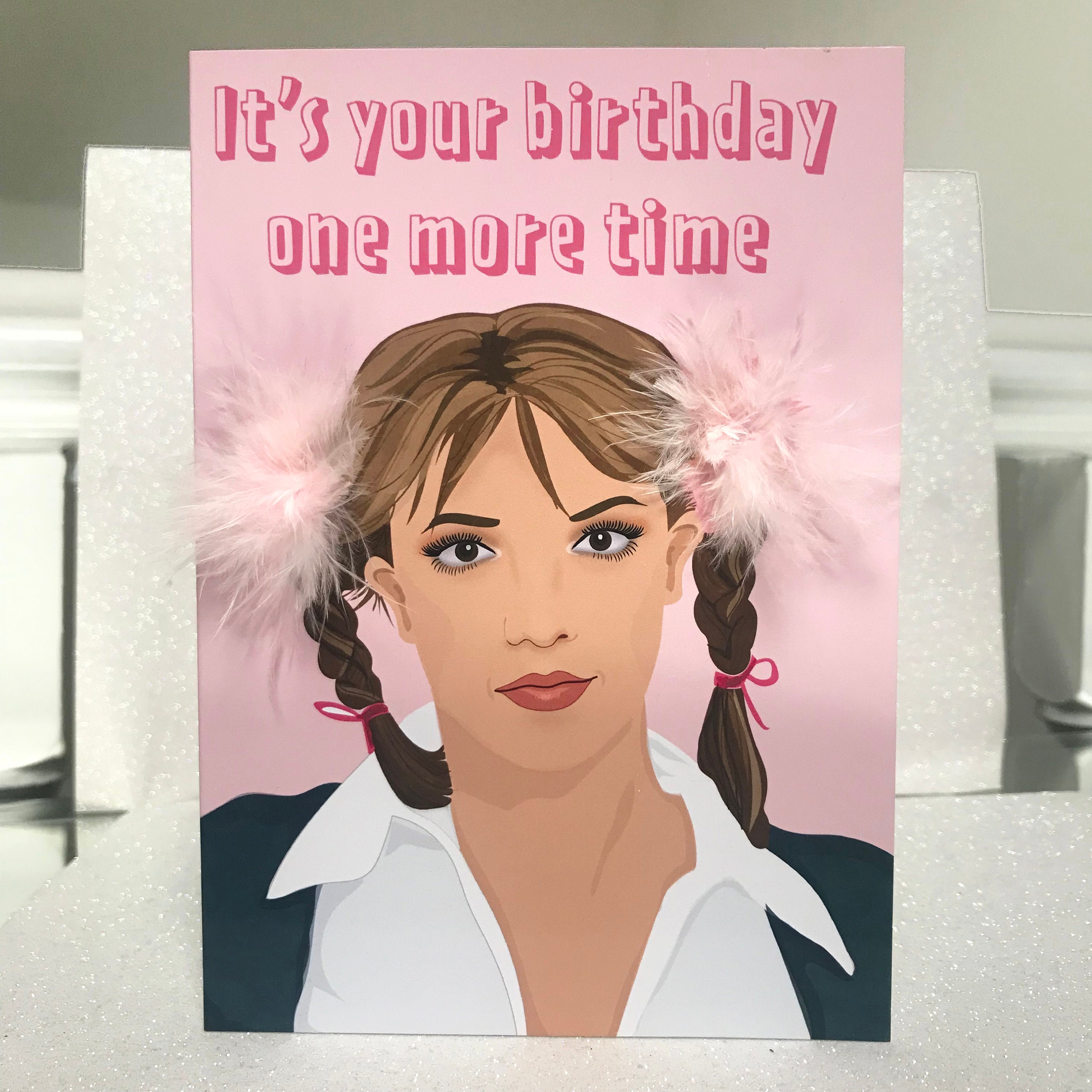 Britney Spears Birthday Card With Fluffy Headband Detail - Etsy Denmark