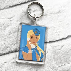 Cadeau Britney Miss Spears - Porte-clés imprimé Baby One More Toxic bleu rose - Oups - Carte Britney Art vintage rare, cadeau d'anniversaire Pop star