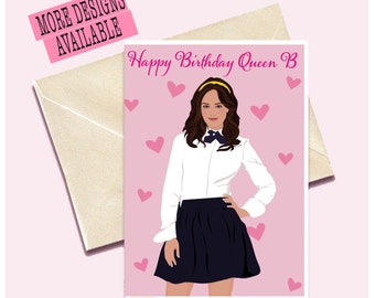 Personalised Gossip Gurl Blair Waldorf Birthday greeting Card For Girl Best Friend -What Would Blair do - print Poster xoxo Chuck Bass Gift