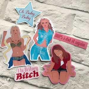 Adesivi in vinile lucido Britney - Oops I did it again - Baby One More Time - Slave for you - Regalo per fan di Miss Spears - Set di adesivi per specchietti per laptop
