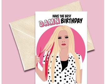 Avril Lavigne Birthday Card  - Best damn thing - Personalised Greeting card gift for Best friend -  sk8er boy Pop Punk illustration drawing