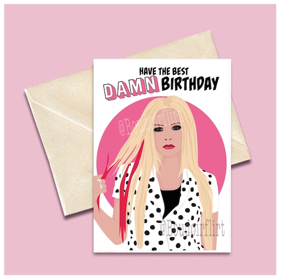 Avril Birthday Card  - Best damn thing - Personalised Greeting card gift for Best friend -  sk8er boy Pop Punk Lavigne illustration drawing