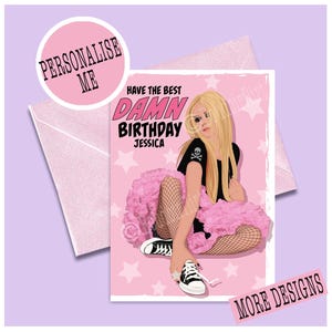 Carte d'anniversaire Avril - Meilleur cadeau - Carte de voeux personnalisée princesse Mother F - Illustration d'art Pop Punk Lavigne sk8er boy