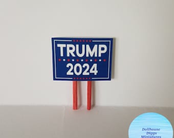 Miniature Dollhouse President Trump Lawn Sign: 2024 Election Collectible