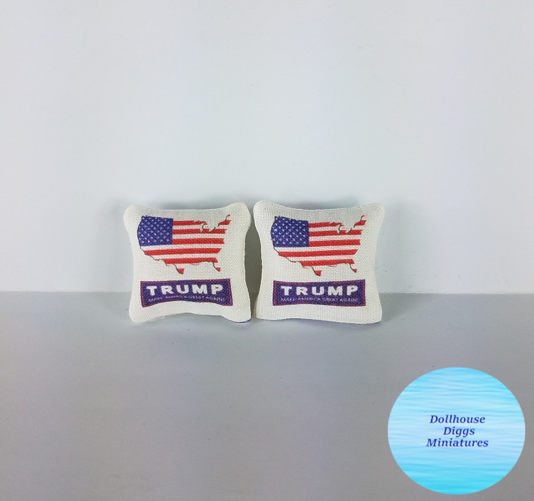 Miniature Throw Pillows 112 President Trump 2020 Dollhouse Diggs Mini