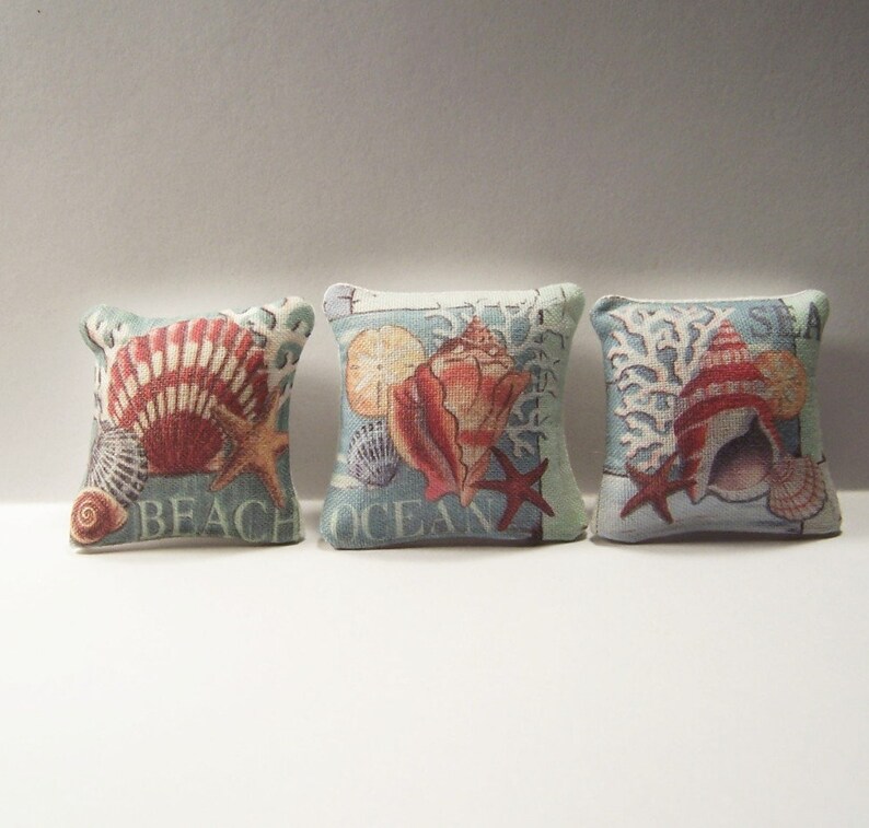 Miniature Decorative Pillows Dollhouse Diggs Ship Journey Sail Anchor Lighthouse