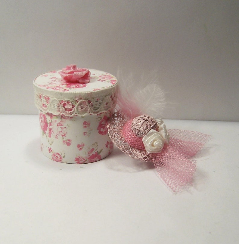 Miniature Dresser Hat Box Artisan Made Dollhouse Diggs 1 12 Etsy