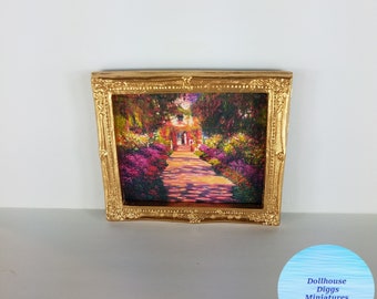Monet Oval Floral Miniature Dollhouse Picture 