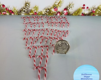 50 Miniature Christmas Candy Canes Artisan Made Red and White Dollhouse Diggs 1:12 Tiny Candy Canes for Tree Mini Christmas Candy Canes