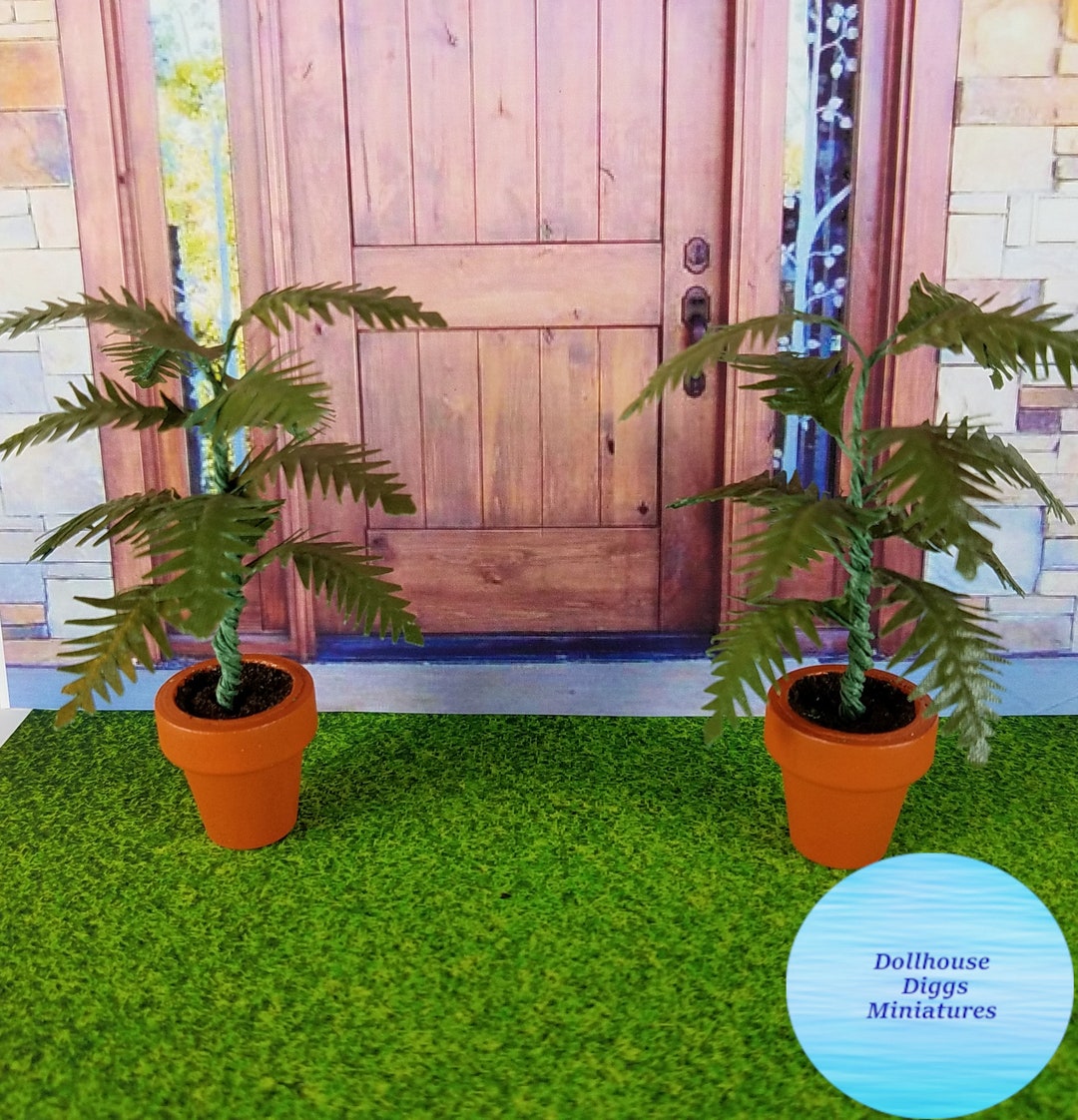 2 Tall Miniature Palm Trees Plants 112 Artisan Made Dollhouse Diggs