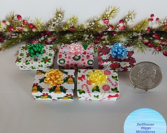 Miniature Christmas Presents: Artisan Dollhouse Decor, Set of 5