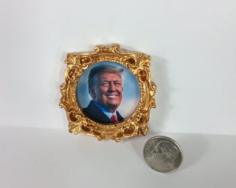 Miniature Framed Donald Trump Print: MAGA Dollhouse Art, 2 Inch