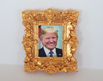 Miniature Framed Picture President Donald Trump MAGA Make America Great Again Dollhouse Diggs 1:12 Little Print Mini Wall Art 2 Inch Tall