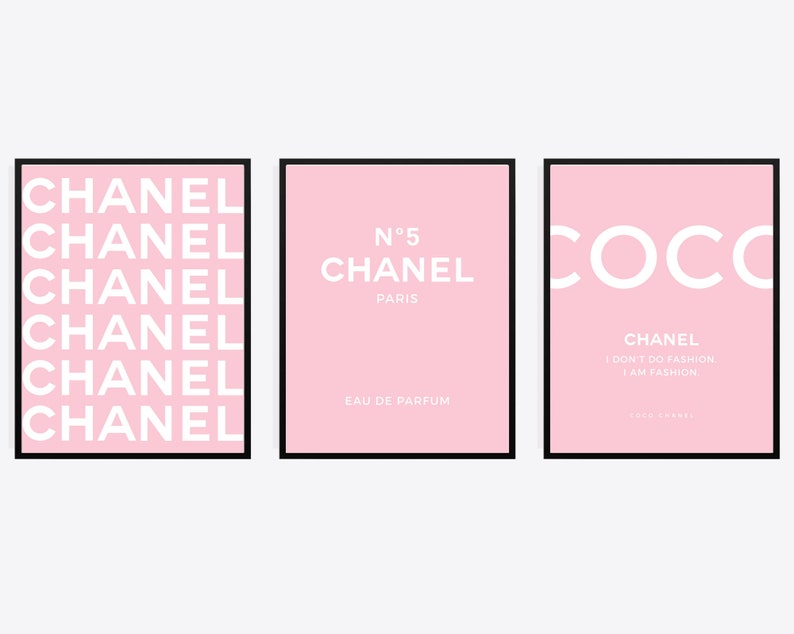 Pink Chanel Print Chanel Wall Art Chanel Poster Fashion Wall Etsy