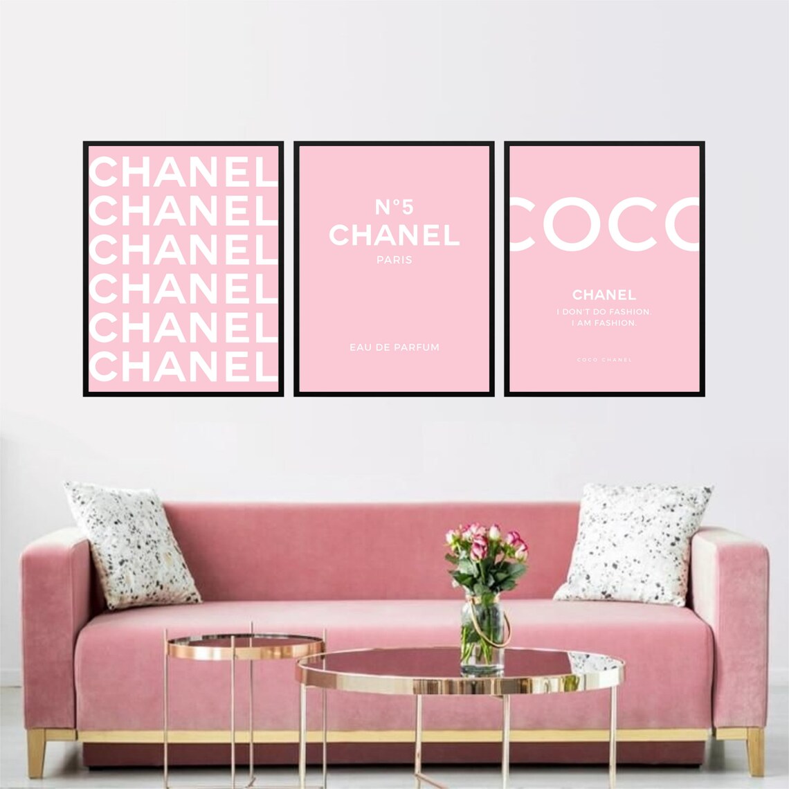 Pink Chanel Print Chanel Wall Art Chanel Poster Fashion Wall Etsy