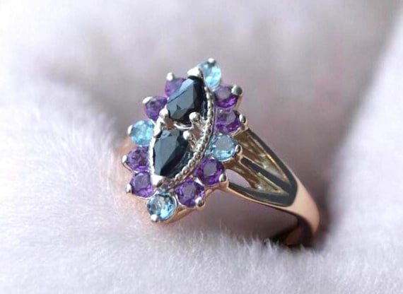 Sapphire Multi-stone Ring set in Sterling Silver - 1.35 ctw- Genuine Earth Mined Gemstones