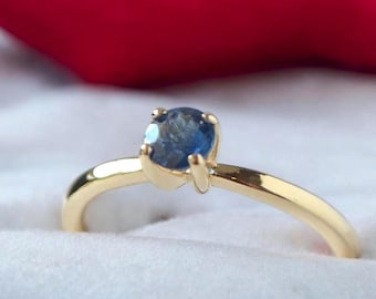 Montana Blue Sapphire Ring - 0.48 ct. - 10K Solid Gold - Genuine Sapphire Ethically Earth Mined