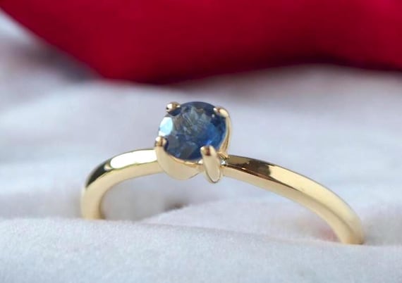 Montana Blue Sapphire Ring - 0.48 ct. - 10K Solid Gold - Genuine Sapphire Ethically Earth Mined