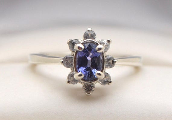 Sapphire Cluster Ring 0.67 Ct. (1.10 ctw) -Violet Purple-Genuine Natural Earth Mined