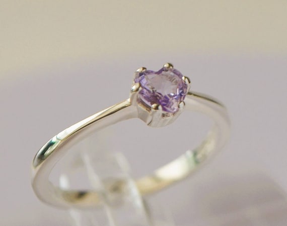 Sapphire Heart Ring set in Sterling Silver - 0.51 ct. Genuine Sapphire Ethically Earth Mined