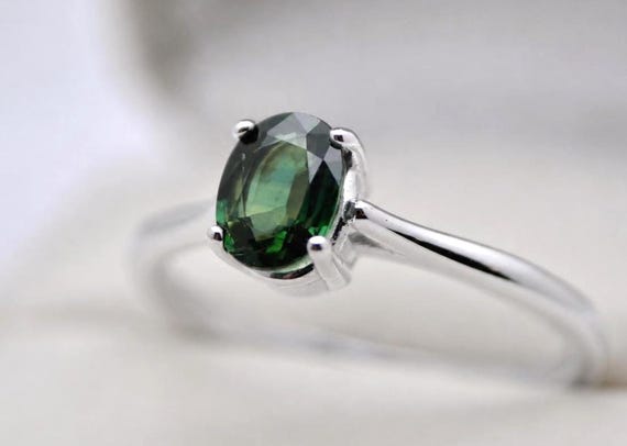 Untreated Teal Sapphire Ring: One (1) Ct. Ethically Mined Australian Gem-Gold and Silver options