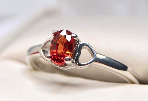 Orange Sapphire Ring: 0.80 ct, Ethically Mined Gemstone
