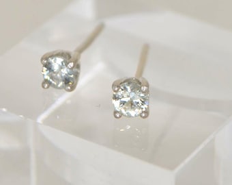 White Sapphire Sterling Silver Stud Earrings: Ethically Mined Gemstones