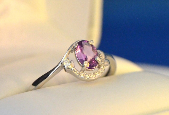Sapphire Ring- 0.60 Ct. Intense Purple with accent stones- Genuine Sapphire Ethically Earth Mined