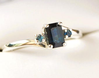 Sapphire Ring - 0.89ct.  Blue Genuine Sapphire Ethically Earth Mined