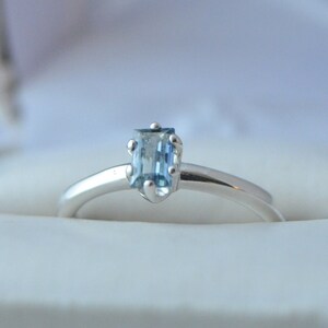 Sapphire Ring- Light Blue Baguette - 0.49 ct. - Genuine Sapphire Ethically Earth Mined