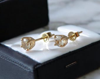 14K Gold Sapphire Earrings: Diamond Cut, Ethically Mined