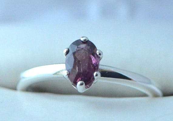 Untreated Purple Sapphire Ring: Sterling Silver, Ethically Mined