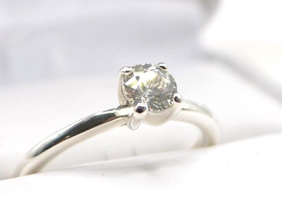 Sapphire Ring- 5mm 0.63 Ct White Sapphire - Genuine Earth Mined