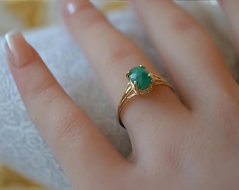Genuine Emerald Ring - 14K Gold - 1.38 Carat - UnTreated - Colombian Emerald