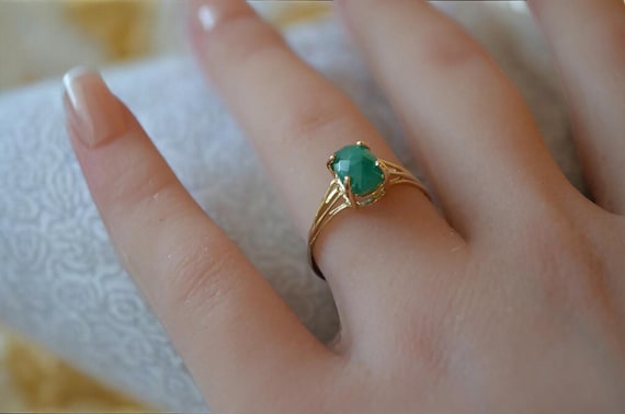 Genuine Emerald Ring - 14K Gold - 1.38 Carat - UnTreated - Colombian Emerald