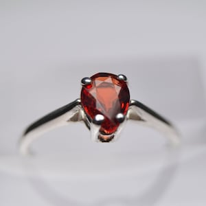 Sapphire Ring in Sterling Silver - 0.67ct - Gorgeous Orange-Red. Genuine Sapphire Ethically Earth Mined
