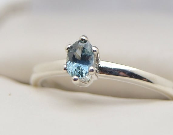 Montana Sapphire Sterling Silver Ring - Petite Blue Gemstone