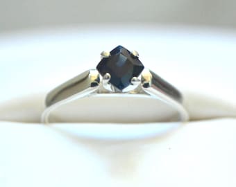 Sapphire Ring 0.82 Ct. Midnight Blue Genuine Sapphire Ethically Earth Mined