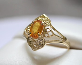 Madagascar Orange Sapphire Ring – 10K Solid Gold - Genuine Ethically Earth Mined-NOT Chemically infused