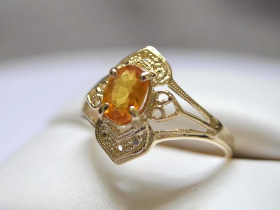 Madagascar Orange Sapphire Ring – 10K Solid Gold - Genuine Ethically Earth Mined-NOT Chemically infused
