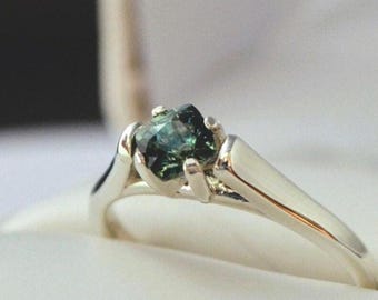 Sapphire Ring 0.72 Ct. Multi color Greenish Blue Genuine Sapphire Ethically Earth Mined