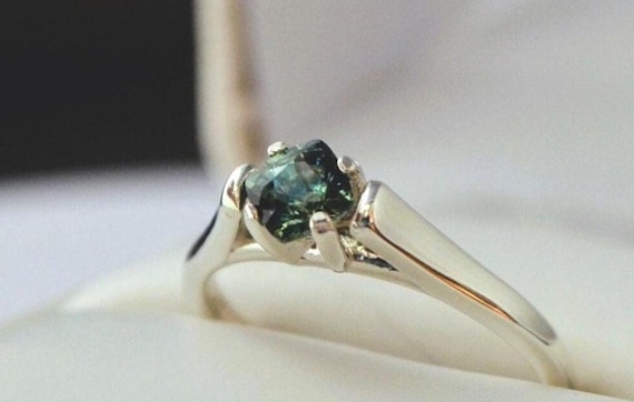 Sapphire Ring 0.72 Ct. Multi color Greenish Blue Genuine Sapphire Ethically Earth Mined