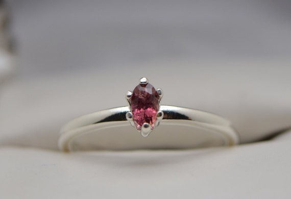 Pink Tourmaline Sterling Silver Solitaire Ring- All Natural No Treatments - Pala Mines California