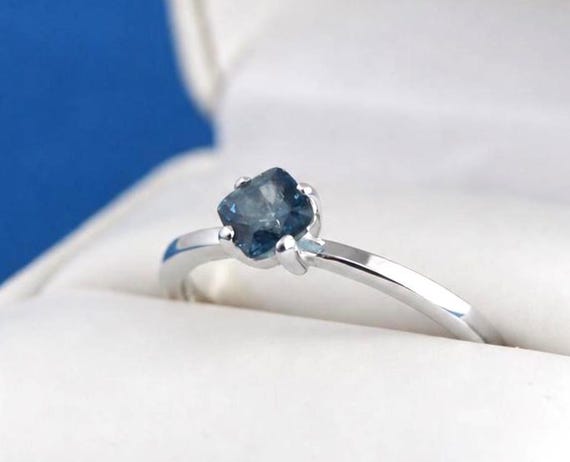 Blue Sapphire Ring – 0.77 ct  Sterling Silver - 14K Gold Option - Madagascar Mined