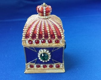 Crowned Jeweled Trinket Box Surrounded by rich colored stones