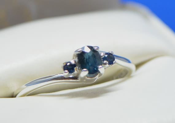 Untreated Montana Sapphire Ring: Blue Green Sterling Silver, Ethically Mined