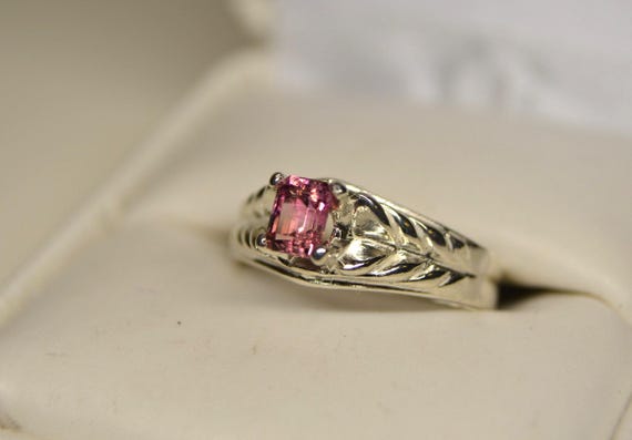 Pink Tourmaline Sterling Silver Filigree Ring- NO Treatments-All Natural
