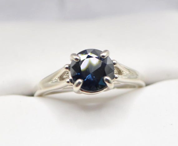 Untreated 1.94 ct Green-Blue Sapphire Ring–Sterling Silver Setting (Gemological Report)